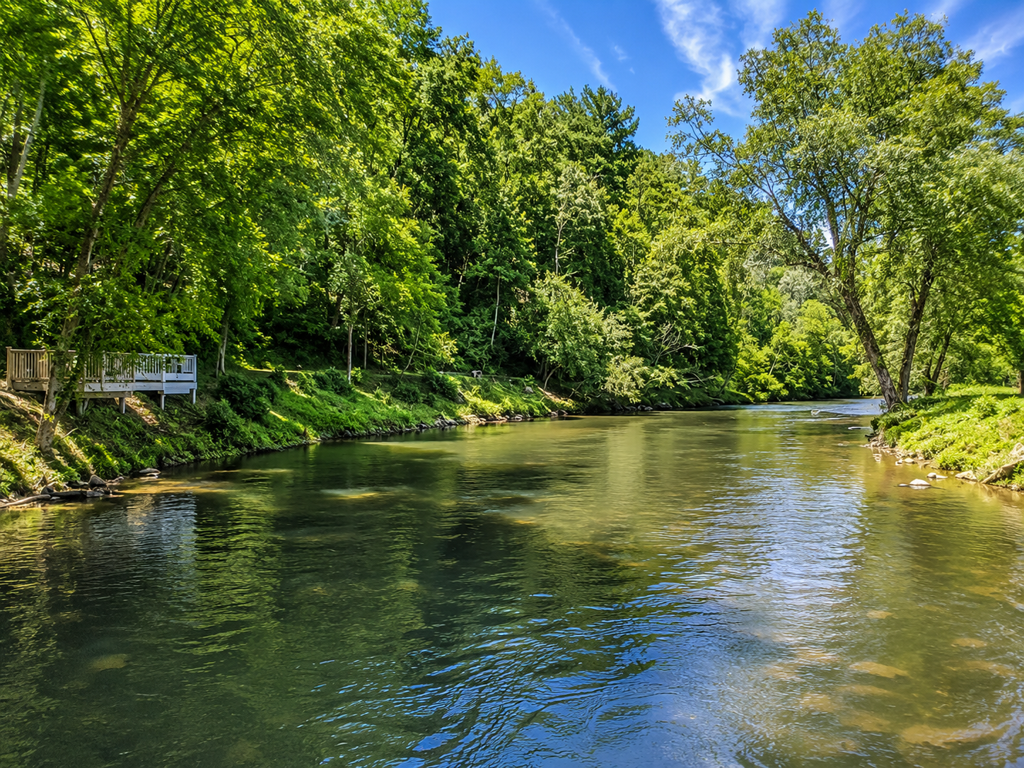 Clear waters of the Cartecay River in Ellijay, Georgia