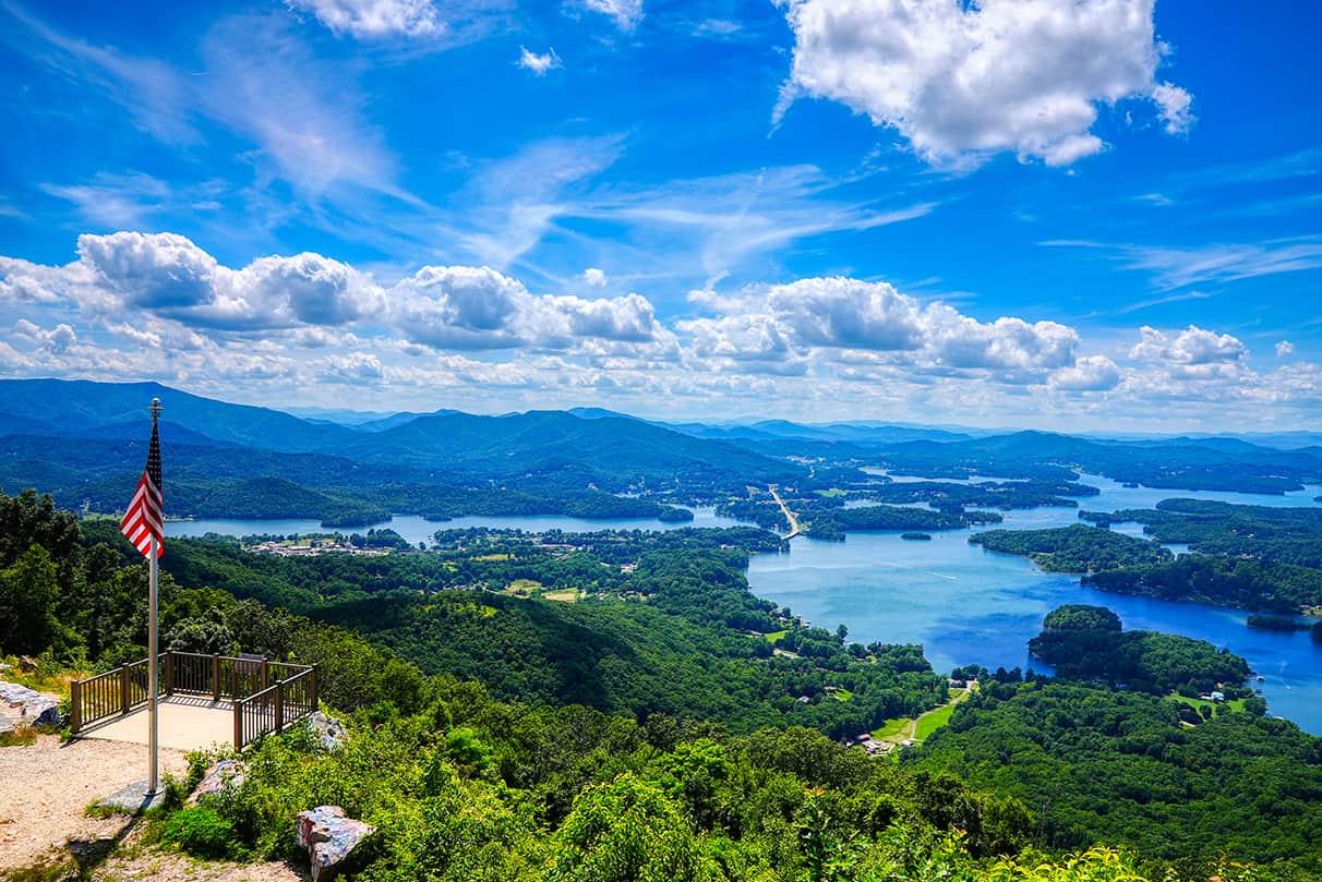 Bell Mountain overlooking Lake Chatuge in Hiawassee, Georgia