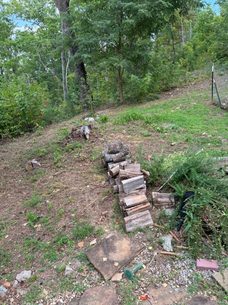 AFTER — Cleared area following removal of a large pile of deck lumber and construction debris by Appalachian Junk Removal, LLC in Clayton, Georgia.